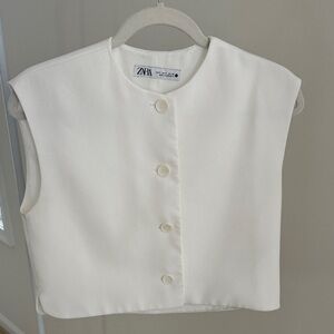 Zara White Button Down Tank Top